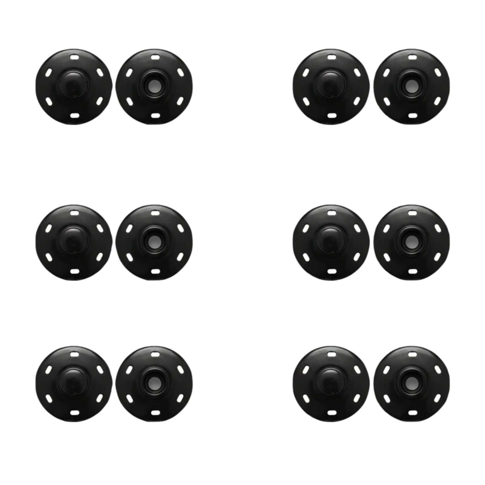 6 Sets Sew-On Snap Buttons - Press Buttons for Clothes,Snap Fasteners, Metal Press Studs Snaps Fasteners for Handbags,Clothes, Crafts (15mm Black)