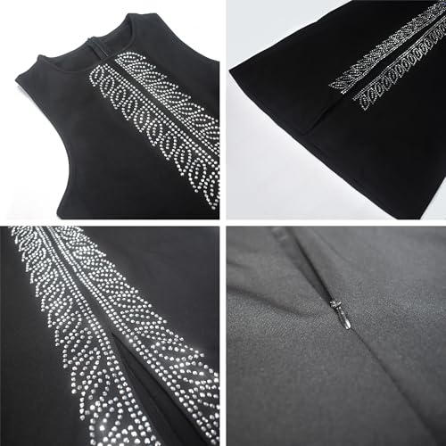 Image of PORRCEY Women's Sexy Elegant Rhinestone Bodycon Dress Hot Drilling Clubwear