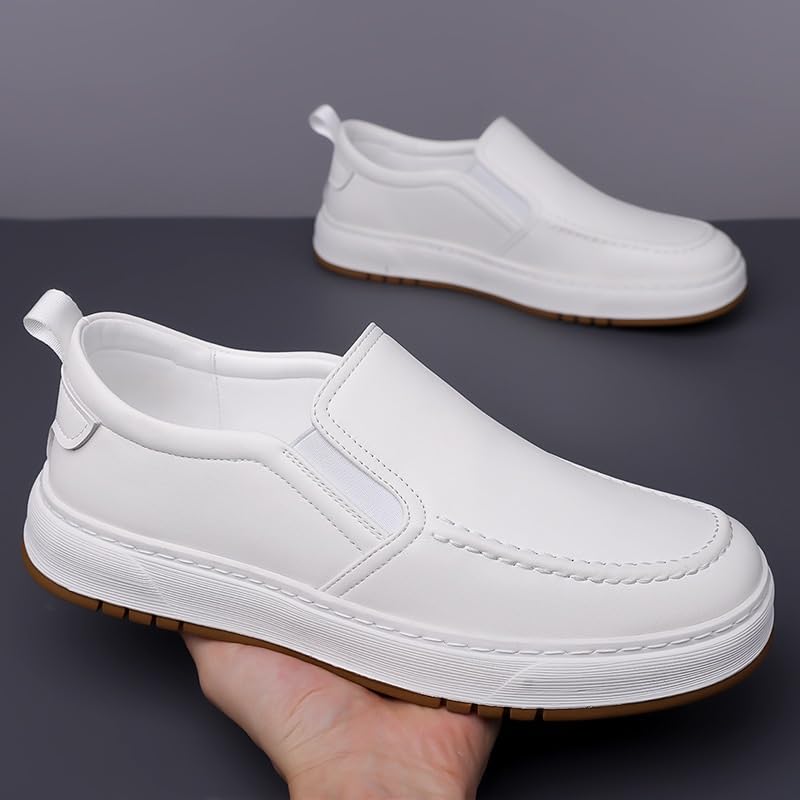 Men's Loafers Round Toe Vegan Leather Loafers Slip Resistant Flexible Anti-Slip Outdoor Slip-ons2