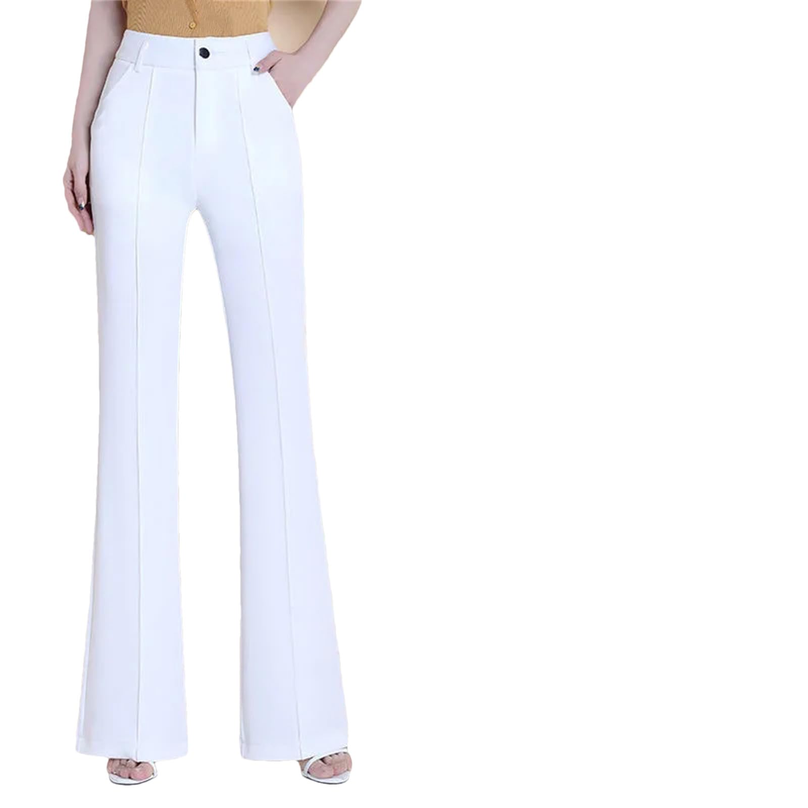 Pantalones acampanados para mujer, casuales, ajustados, de cintura alta, para oficina, pantalones rectos coreanos, elegantes pantalones formales