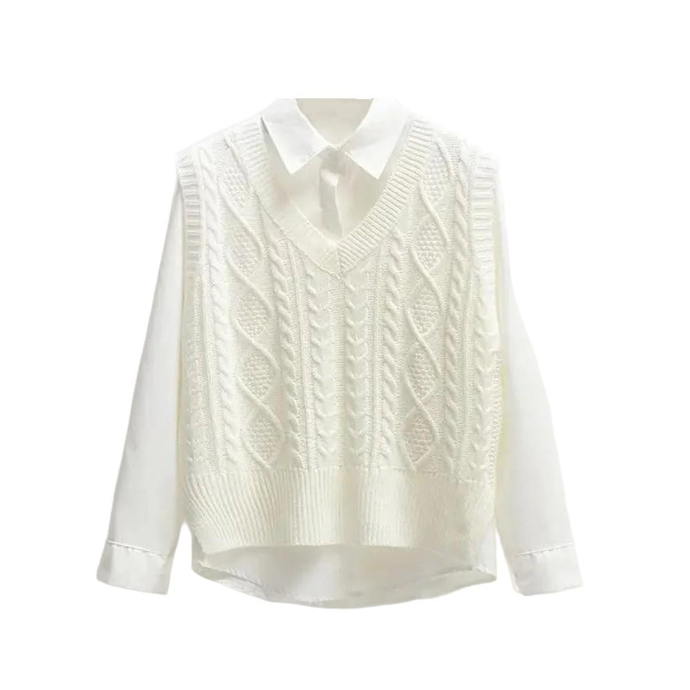 Chaleco de punto con cuello en V para mujer de estilo casual 4