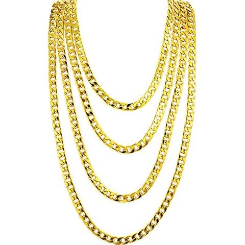 Gejoy 4 Pieces Hip Hop Rapper Faux Gold Chain Necklace Chunky Necklace Stainless Steel Chain for 80's, 90's Punk Style Hip Hop Chain Necklace, 8 MM 24 Inch Long Cover