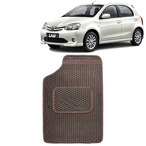Image of Kingsway Dotted Design Car Floor Foot Mats Universal Fit for Toyota Etios Liva, Model Year : 2010 Onwards, Water and Dustproof, Color Brown, Set of 5 Pieces