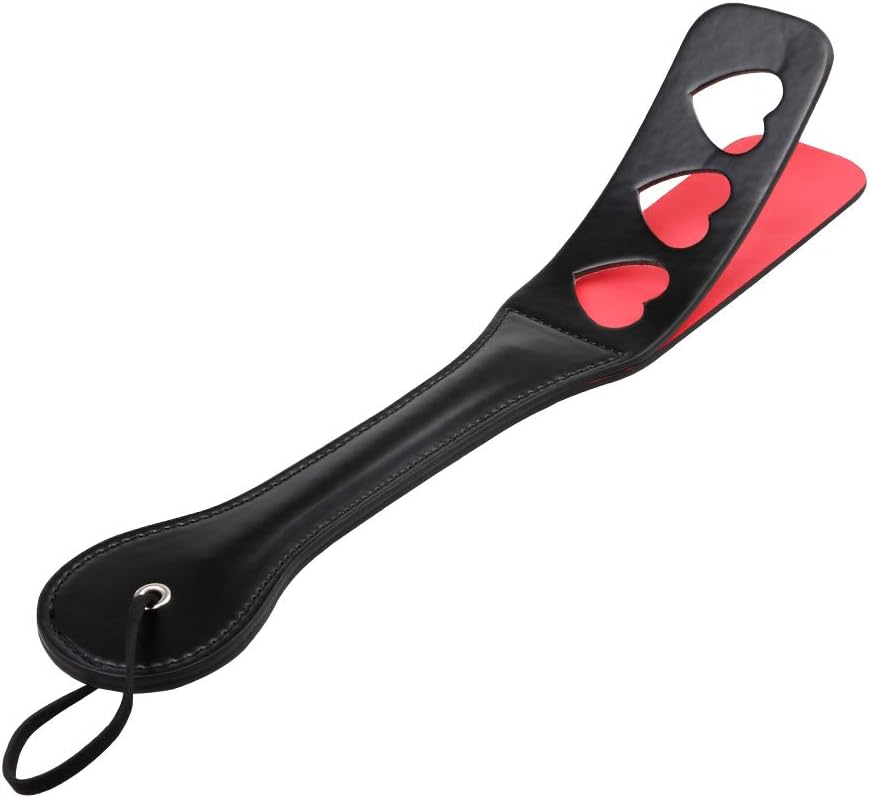 Hearts Spanking Paddle for Adults, 12.8inch Faux Leather Slapper Paddle for Sex Play