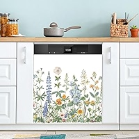 Watercolor Wildflowers White Dishwasher Magnet Cover - View #12