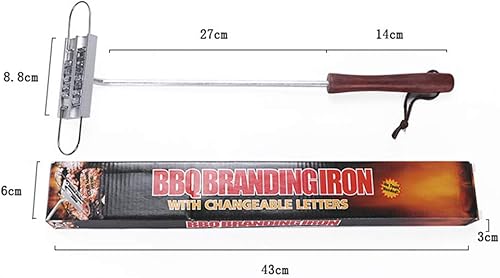 Miniatura 8 de Hierro de marca de carne para barbacoa con letras intercambiables, juego de herramientas perfecto para los amantes de la barbacoa, filetes de marca