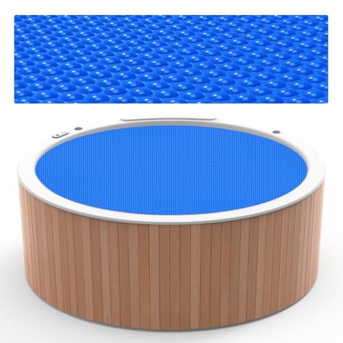 Solar Pool Cover, 8 FT Round Solar Blanket, Circle Floating Thermal Insulation Pool Bubble Covers for Inground Above Ground Swimming Pools, Inflatable Hot Tub and Spa