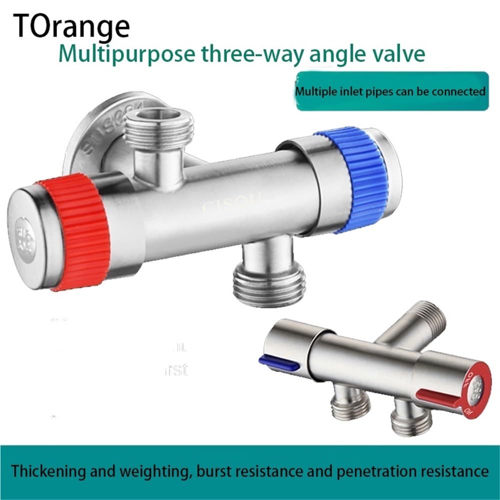 304 SUS One in e Two Out WC Valvola ad angolo a tre vie Deviatore Lavatrice Speciale Doppio Controllo Rubinetto Interruttore (B5)
