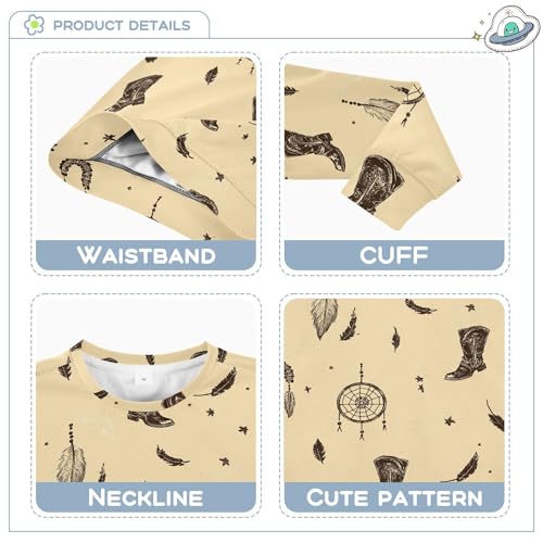 JUNZAN Western Cowboy Dream Catcher Boots Little Boys Sweatshirt Hoodie Fleece Kids Hoodies Boys Athletic 4T3