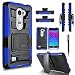 LG Escape 2 Case, LG Spirit LTE Case, Combo Rugged Shell Cover Holster with Built-in Kickstand and Holster Locking Belt Clip Blue + Circle(TM) Stylus Touch Screen Pen