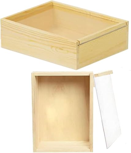 YCOSAN 2 cajas de madera sin terminar, 7.9 x 5.9 x 2.7 pulgadas, cajas rectangulares grandes de madera con tapa para suministros de regalo de fiesta