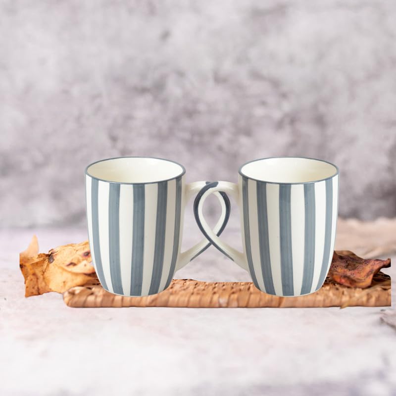Image of Saras Aajeevika 2 Pc Handmade Ceramic Large Coffee Mug - 400ml |Jumbo Milk Mugs for Gifts Tea Cup Set Kitchen Dining - Mircowave & Dishwasher Safe Ideal for Daily Use & Wedding Return Gift Items