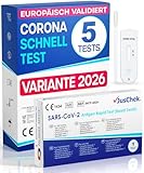 Adeste – NEUE Variante 5 x 1er Corona Schnelltest für Zuhause COVID 19 Antigen Rapid Test Swab Selbsttest. Geprüft für neuen 2026-Varianten. Sensibilität 100% bei hoher Viruslast