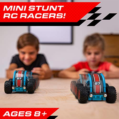 Power Your Fun Stunt Roller Mini Remote Control Car for Kids - Fast Mini Stunt RC Car, RC Toy Car 360 Flips, Tricks, and Spins with All-Terrain Tires and 2.4GHz Remote Control (Red/Blue) - Thumbnail 4