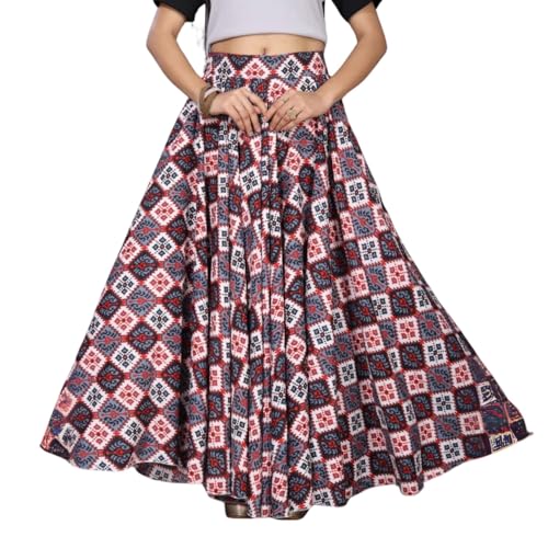 Image of JYESHTA Women's American Crepe Flared A Line Stitched Long Skirt with 12 Mtr Flare 40 in Height | Skirts for Women Long Length | Long Skirts for Girls