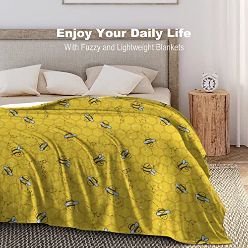 Bee Blanket Gifts, 50"X40" Cute Print Throw Blankets For Teen Girls Boys, Soft Fuzzy Cozy Throw Blanket, Gift For Bees Lovers, Flannel Bed Throw For Bed Couch Sofa #TOP4