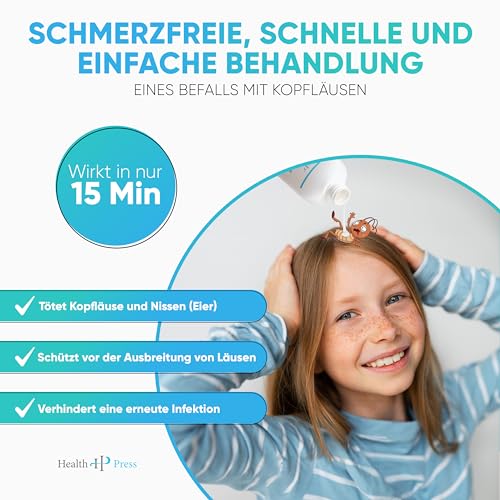 Health Press Anti-Läuse-Shampoo – 200 ml Vorteilspackung – Läuse Shampoo inkl. Läusekamm – Läuseshampoo Familienpackung für Erwachsene, Kinder – In EU zugelassenes Medizinprodukt in Apothekenqualität