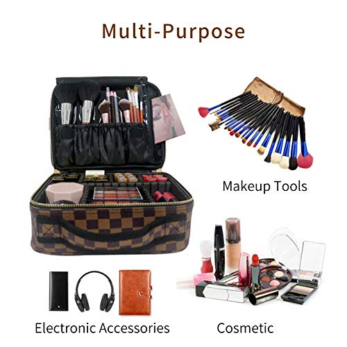 Makeup Bag Train Case Portable Travel Makeup Case Storage PU Leather Cosmetic Organizer for Girl Cosmetic Make Up Tools Toiletry Jewelry Digital Accessories