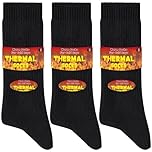 Niofind Thick Warm Thermal Socks for Men Women, Full Cushion Winter Socks, Crew Length Black Heavy Duty Heated Cotton Boot Sock for Work Outdoor Walking, Hiking, Running, Black, 9-12, 3 Pairs