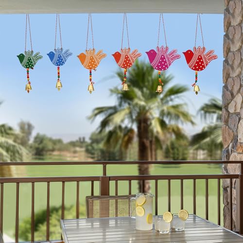 Image of Handmade 6 Birds wall Hanging for Home Decor Garden Balcony Festival Decorative Wall Hanging Home Decoration Item (Pack of 1 Set)