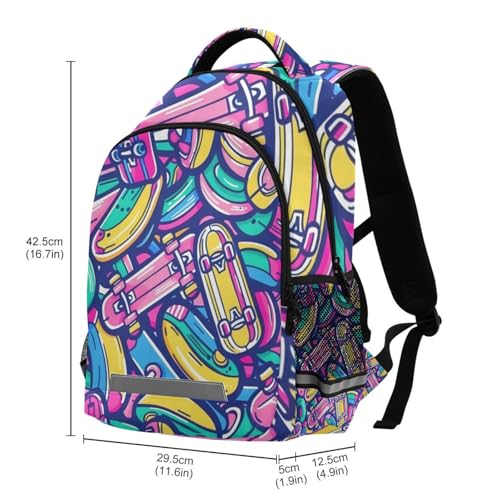 ALAZA Teens School Backpack Abstract Skateboard Laptop Backpack with Reflective Strap,Travel Backpack Casual Daypack for Elementary Primary Middle Bookbag3