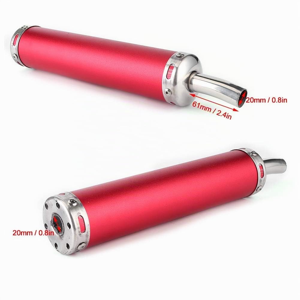Silenziatore di scarico in acciaio inossidabile, parti modificate del silenziatore di scarico 20 mm/0,8 pollici per moto a 2 tempi(Rosso)