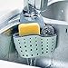 Sink Caddy Sponge Holder with Drain Hole Kitchen Faucet Hanging Bag Double Decker Basket, Light Blue