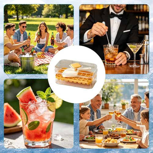 Molde para cubitos de hielo con tapa y cucharón, pack 2 miniatura 4