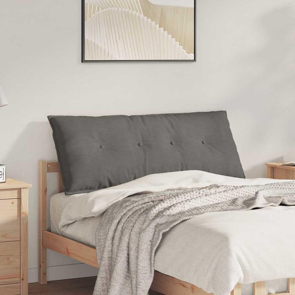 Cojín de espalda gris claro, 120 x 50 cm, de pana, cojín de soporte rectangular para sofá y cama con funda extraíble y cierre de cremallera, acolchado de fibra
