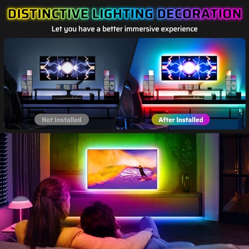 4M LED Strip,8X50CM Dimmbar Dreamolour Unterschrank Beleuchtung mit RF Fernbedienung & APP Steuerung,USB Musik Sync Farbwechsel LED Lichtband,Flexibel Selbstklebend DIY Streifen für Vitrine,Regal