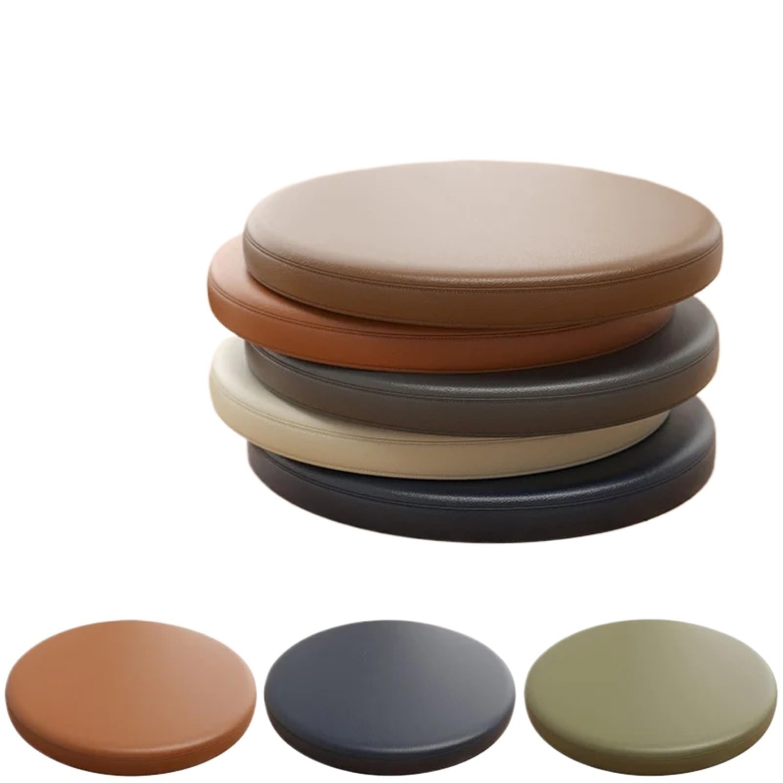 Tabouret de bar en cuir synthétique beige avec coussin rond en mousse à mémoire de forme
