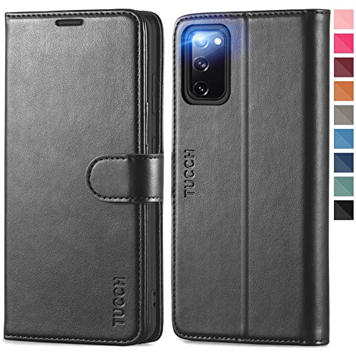 TUCCH Galaxy S20 FE Wallet Case with [TPU Shockproof Interior Case] Folio Kickstand [RFID Blocking] Card Slot, Magnetic PU Leather Protect Folio Cover Compatible with Galaxy S20 FE 5G 6.5-Inch, Black