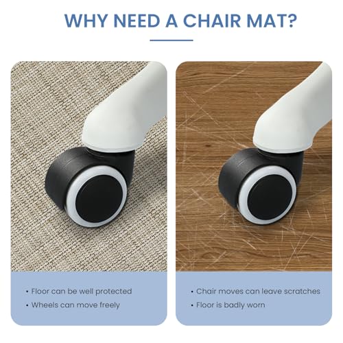 Image of Chair Mat for Hardwood Floor, 36 inch x 48 inch Heavy Duty Office Chair Mat for Rolling Chairs, Anti Slip, Non-Curve, Floor Protector for Home Office, Ivory Linen Weave