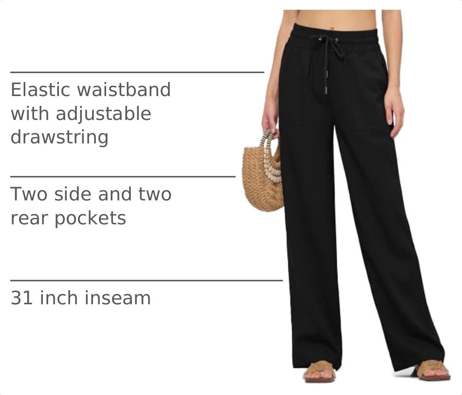 Image of Willit Women Linen Pants Wide Leg Palazzo Trousers 29 inch /31 inch / 33 inch