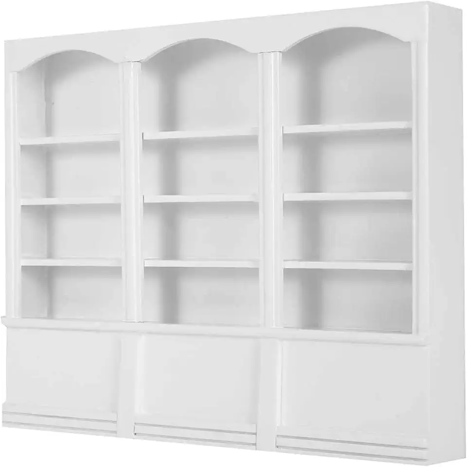 Alomejor Doll House Accessories Mini Bookshelf Cabinet (White)