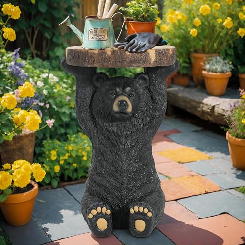 Bear Statue Pedestal End Table