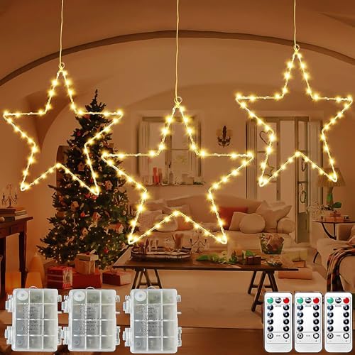 3 Stück Fenster Weihnachtsbeleuchtung, 40 LED Beleuchtet LED...