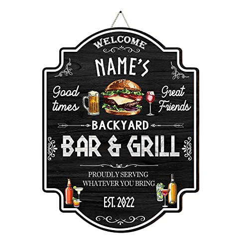 WODORO Custom Backyard Bar & Grill Sign, BBQ Party Pool