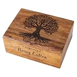 Personalized Handmade Wooden Box Funeral Cremation Urns for Human Ashes Adult Large - Burial Urns for Columbarium - Tree of life #2