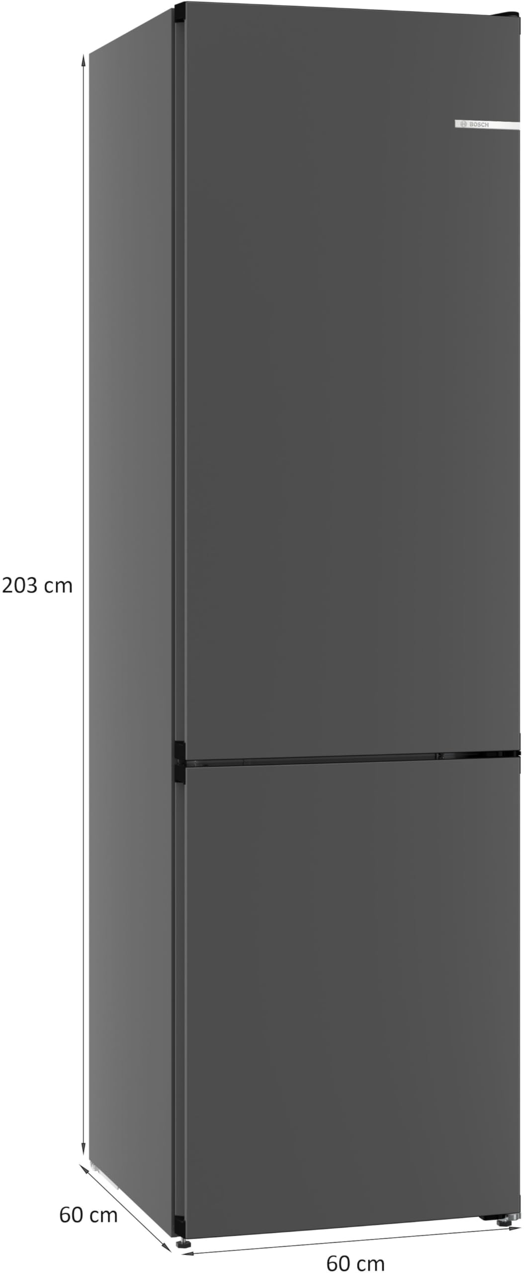 Bosch KGN39OCAF, Serie 4, Kühl-Gefrier-Kombination Freistehend, 203 x 60 cm, 260 L Kühlen + 103 L Gefrieren, Green Collection, Total NoFrost, VitaFresh XXL, Perfect Fit, LED-Beleuchtung, Anthrazit