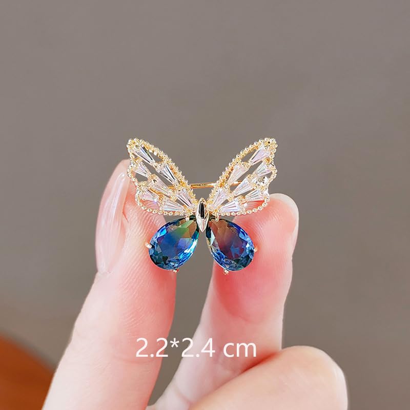 Image of Crystal Rhinestone Butterfly brooch Pins Vintage Ribbon Bowknot Pearl Lapel Pins for Woman Girls