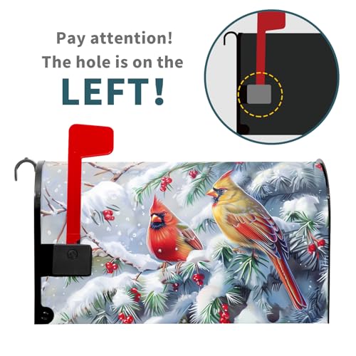 Image of Winter Mailbox Covers Magnetic Standard Size 21 X 25.5 Inch Christmastree Mailbox Cover Snowflakes Birds Mailbox Wraps Post Letter Box Cover Decoration Outdoor Garden Home Yard Outside