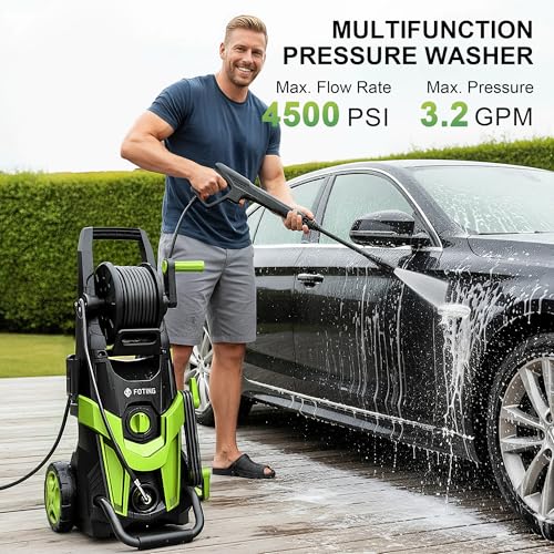 Image of 4800 MAX PSI P*ressure Washer, 4 N*ozzles and F*OAM C*annon, P*ower Cleaner (Yellow)