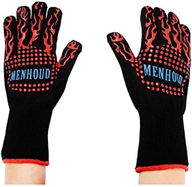 wfive 500℃ Heat Resistant BBQ Oven Gloves Cooking Mitts Kitchen Oven Mitts Resistant Gloves With Silicone. One Size Fits Most