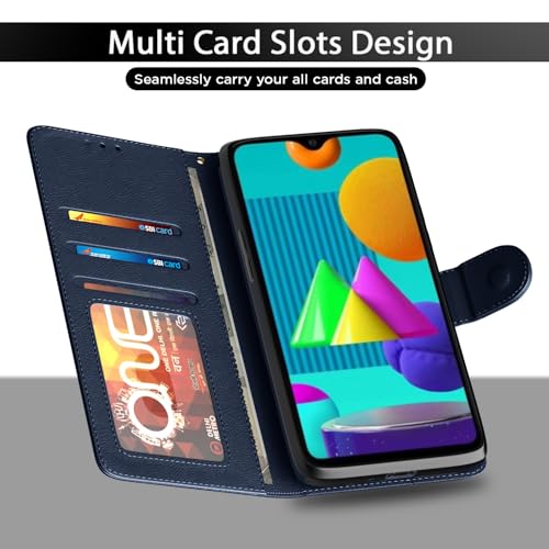 Image of Pikkme Samsung Galaxy M01 Flip Case Leather Finish | Inside TPU with Card Pockets | Wallet Stand and Shock Proof | Magnetic Closing | Complete Protection Flip Cover for Samsung Galaxy M01 (Blue)