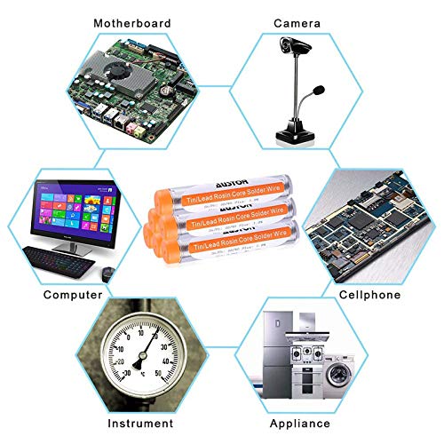 Austor 6 Pack 60-40 Rosin Core Solder, Solder Wire Tin Lead Electrical Soldering Tools Diameter 0.8Mm, 20G #TOP5