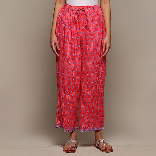 Image of BIBA Women Mid Rise Rayon Straight Palazzo