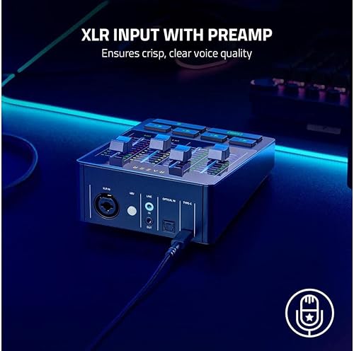 Miniatura 4 de Razer Mezclador de audio: mezclador de transmisión/difusión todo en uno - Diseño de 4 canales - Preamplificador XLR - Configuración de voz y