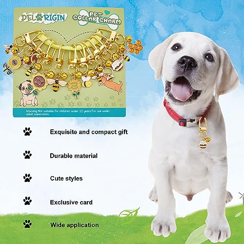 Delorigin HJEW-PH01657-US28 12Pcs Cat Dog Collar Bells, Enamel Bees Sunflower Bell Charms thumb #4