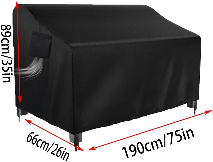 Outdoor Bench Cover for 1/2/3/4 Seat Aluminum Sofa,Patio Sofa Covers Waterproof for Seating Loveseat Couch Cover with Air Vent for Loveseat/Glider/Sofa/Furniture,Silver,74.8x26x35in